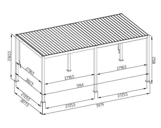 Suns Lifestyle Rota Louvered Aluminium Pergola - (multiple sizes from 3m to 7m)